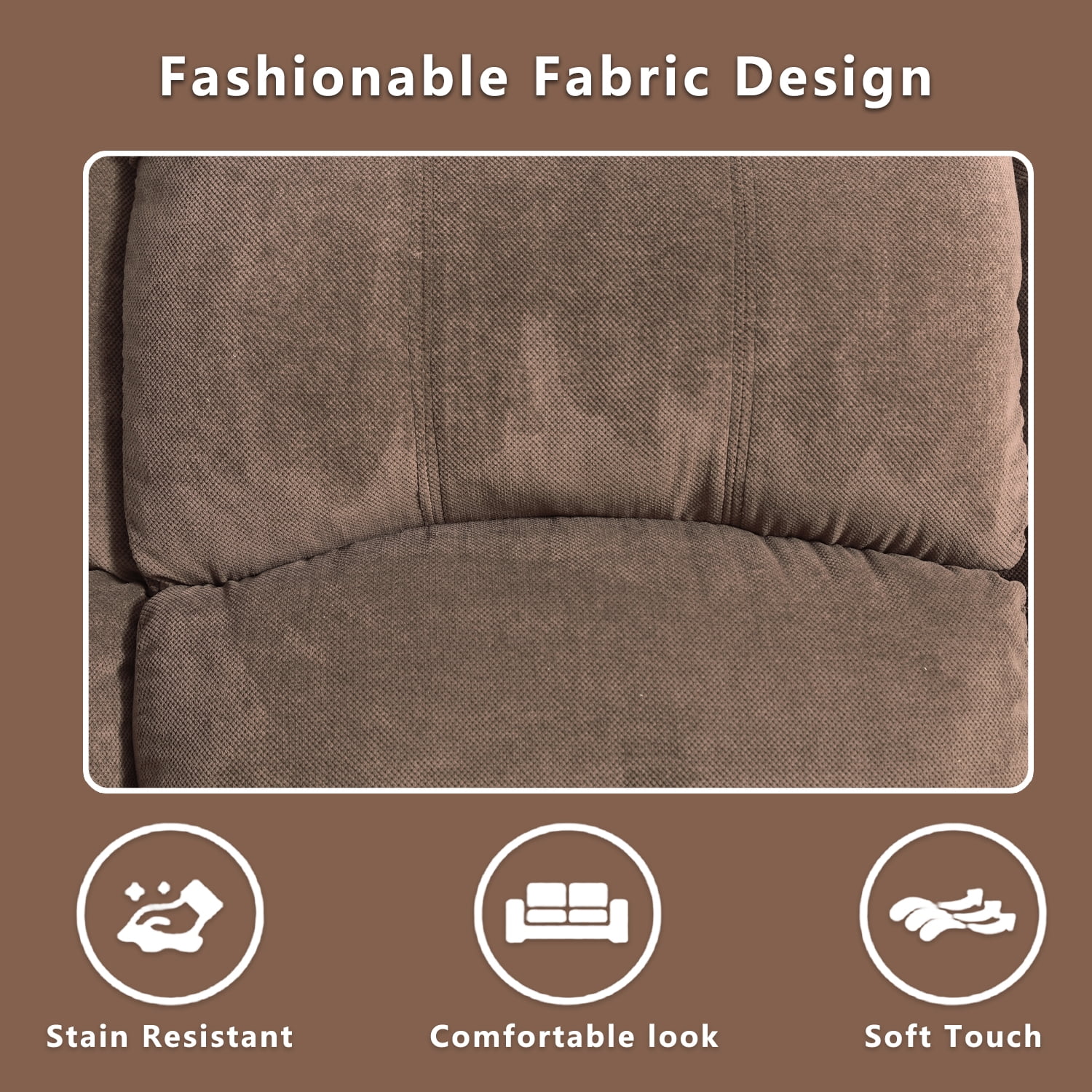 TrumanPick Manual Velvet Recliner Chair,Overstuffed reclining Armchair Home Theater Recliner Sofa for Living Room, Brown