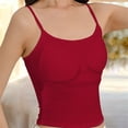 thumbnail image 2 of tank tops for women Ribbed Spaghetti Strap Crop Top Built In Bra Casual Daily Layering Wear, 2 of 4