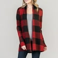 thumbnail image 5 of Rollbacks & More LEBONYARD Womens Coats Clearance sales,Women's Plaid Print Patch Patchwork Cardigans Open Front Long Sleeve Coat Red M, 5 of 9