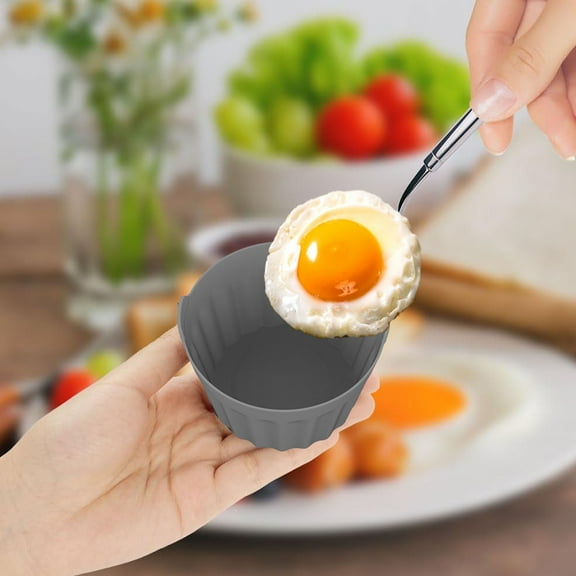 Air Fryer Safe Poacher Cup | Food Grade Non-Stick Ramekin | Easy Release Round Baking Dish | Heat Resistant -4°F to 464°F | Stackable | 6.5x5cm | Multi-Purpose for Muffins Pudding Desserts