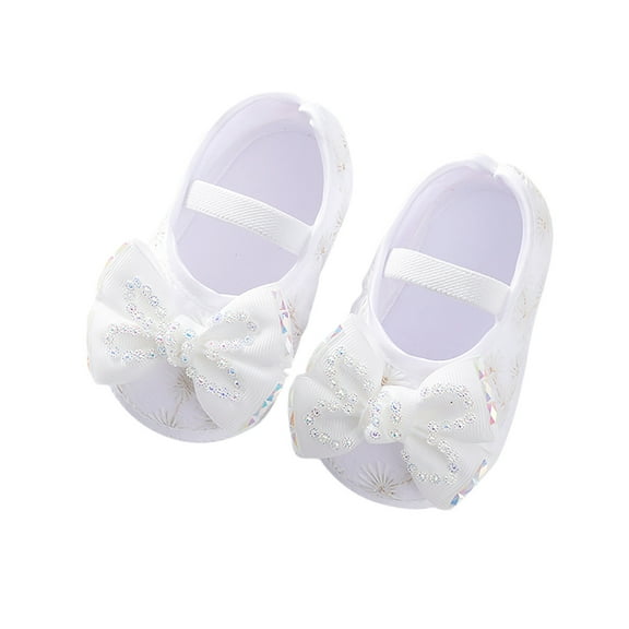 Otqutp Baby Girls Walking Shoes Toddler Cute Bow Shoes Children Princess Soft Sole Shoes Baby Round Toe Slip On Shoes