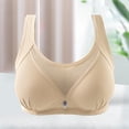 thumbnail image 5 of Koadzawe Women's Full Coverage Support Bra, Wireless Soft Cup Bra with Wide Straps, Mesh Panel and Smoothing Side Wings, Comfortable Everyday Underwear for All Day Wear and Daily Use Beige M, 5 of 9