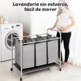 thumbnail image 3 of Cesto Ropa Sucia 3 Divisiones con Compartimiento y Bolsas Extraíbles,Ropa Sucia Organizador con Rueda de Bloqueo,Mover Cesto de Ropa Sucia Elegante,para Lavadero,Dormitorio,Baño(Gris,3 Bolsas), 3 of 7