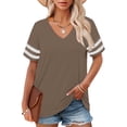 thumbnail image 2 of Delayuji Plus Size V Neck T Shirts Women Short Sleeve Tops Casual Summer Tshirts Loose Fit Tee Brown Xl Polyester,Spandex Short Sleeve Shirts for Women, 2 of 4