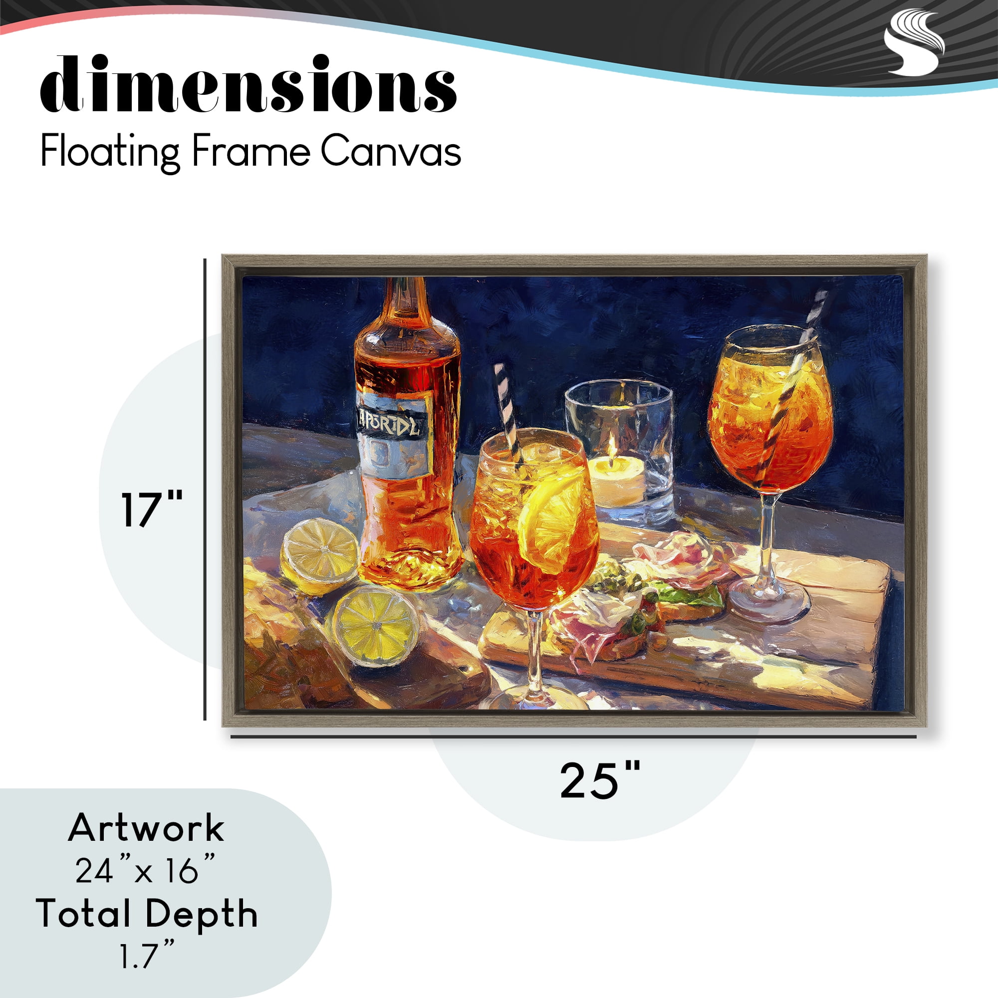 Sprits Table Still Life Brown Framed Floater Canvas Wall Art, design by Ziwei Li