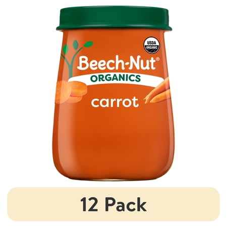 (12 pack) Beech-Nut Organics Stage 1 Organic Baby Food, Carrots, 4 oz Jar