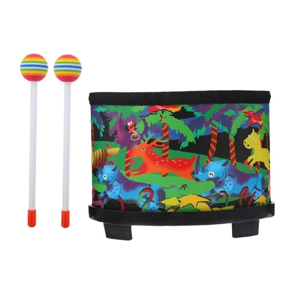 colcolo Floor Tom Drum Montessori 9.92inch Wood Bongo Drum for Holiday Toy Baby Kids