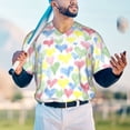 thumbnail image 6 of Daiia Hand Drawn Colored Hearts Mens Baseball Jersey Button Down Shirts Short Sleeve Sports Uniforms-Medium, 6 of 9