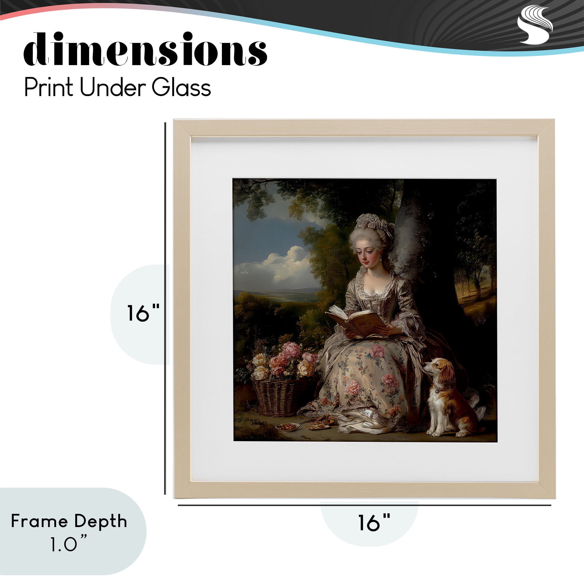 Stupell Industries Rococo Lady with Dog Birch Framed Print Under Glass, design by The Wands Want