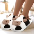 thumbnail image 5 of BadPiggies Cute Cow Slippers Fuzzy Plush Warm Non-Slip House Slides Shoes for Women Girls Men, 5 of 8