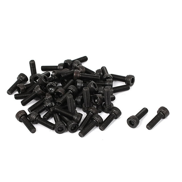 Unique Bargains M3 x 10mm Full Thread Carbon Steel Hex Socket Cap Head Screws Bolts Black 50 Pcs