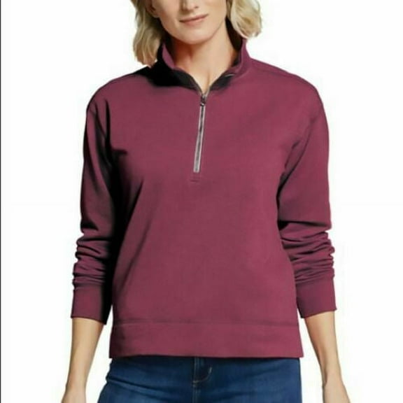 Eddie Bauer Women's Camp Fleece 1/4 Zip Pullover, Ruby Red Large - NEW
