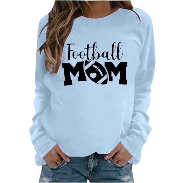 Pisexur Chandails pour Femmes à Imprimé Graphique de Lettres Chandails de Football pour Femmes Chandails d'Automne Chandails Décontractés à Col Rond Chandails à Manches Longues pour Femmes Blouses Amples Hauts à Enfiler