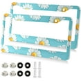 thumbnail image 2 of Coolnut Daisy Flower 2 Holes Car License Plate Frames 2PCS, Car License Plate Holder with Screw Caps Cover Set Automotive Exterior Parts Decoration for US Vehicles, 2 of 7