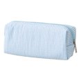 thumbnail image 1 of Bearachild Estuche para bolígrafos con bordado a rayas, bonito estuche de papelería de doble color, con volumen pero capacidad para maquillaje, Carpetas de archivos azul claro, 1 of 4