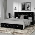 thumbnail image 4 of Catrimown Full Size Bed Frame, Upholstered Platform Bed Frame with Wingback Diamond Tufted Headboard, Black, 4 of 7