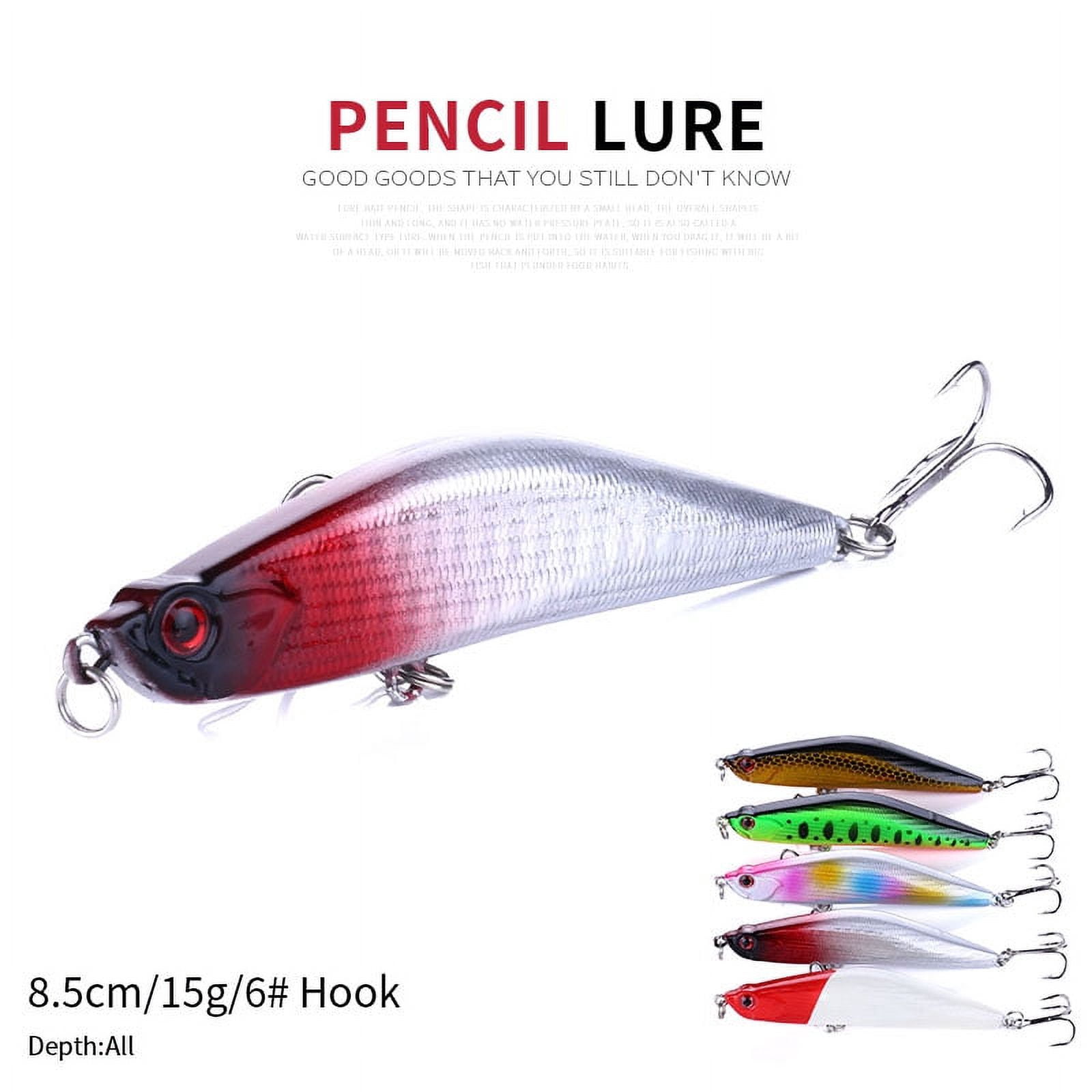 HENGJIA Fishing Lures for Bass, 5PCS Fishing Pencil Popper Lures Topwater Pencil Lures Sinking Hard Bait Pencil Popper Lure Surf Fishing Lures Pencil Lure