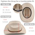 thumbnail image 3 of Sombrero vaquero Melesh Western para mujer y hombre, ala corta, color beige, 3 of 6