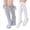 White+Gray, variant on 3-12T Cotton Bowknot Ribbon Knee-High Sock for Kids Girls Princess Stockings (2 Pack)