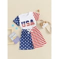 thumbnail image 4 of Aojekbee 4th of July Toddler Boys Outfits Letter Embroidery Short Sleeve T-Shirts Tops and Stripe Stars Print Shorts 2Pcs Clothes Set, 4 of 10