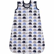 Bacati - Elephants 100% Cotton Percale Sleep Sack 1, Blue/Gray