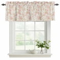 thumbnail image 2 of Pink Flowers Valances for Windows, Country Botanical Floral Leaves Romantic Light Filtering Kitchen Curtains, Rod Pocket Window Valance Curtains for Living Room Bedroom, 42" W x 18" L, 2 Panels, 2 of 9