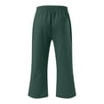 thumbnail image 5 of Hurxie Girls Casual Cotton Linen Capris Lightweight Summer Loose Fit Elastic Waist Plus Size Solid Lounge Cropped Trousers Green,140, 5 of 5