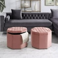 thumbnail image 2 of Posh Living Adrian Button Tufted Velvet Storage Ottoman in Blush Pink, 2 of 9
