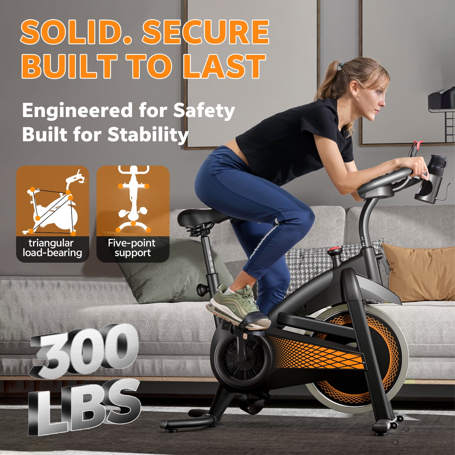 Fahuac Exercise Bike with Felt Brakes & Belt Transmission Stationary Bike for Home Use 300 lb Weight Capacity LED Display & Adjustable Seat Indoor Cycling Spin Bike Workout Black-Red
