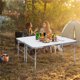 thumbnail image 4 of Juego de 2 Mesas Plegables Costway con Altura Ajustable Aluminio Blanco 120 x 60 x 33-66 cm, 4 of 9