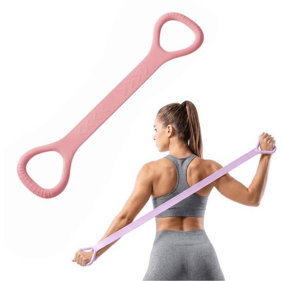 Figure 8 Resistance Bands with Handles, New Silicone Exercise Bands, 8-Shaped Exercise Band, Elastic Bands for Women Arm, Back, Shoulder, Yoga, Pilates(Pink)