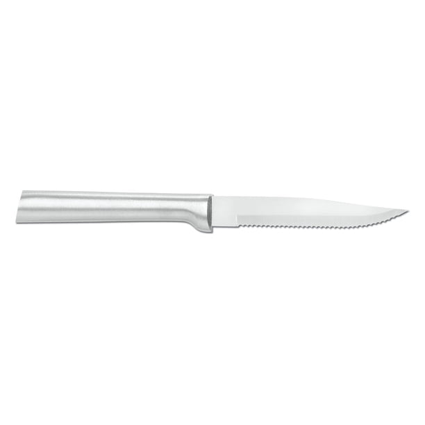 RADA Cutlery Serrated Steak Knives, Pack Of 6 - Made In USA, Silver Aluminum Handle, High-Carbon Stainless Steel Blades