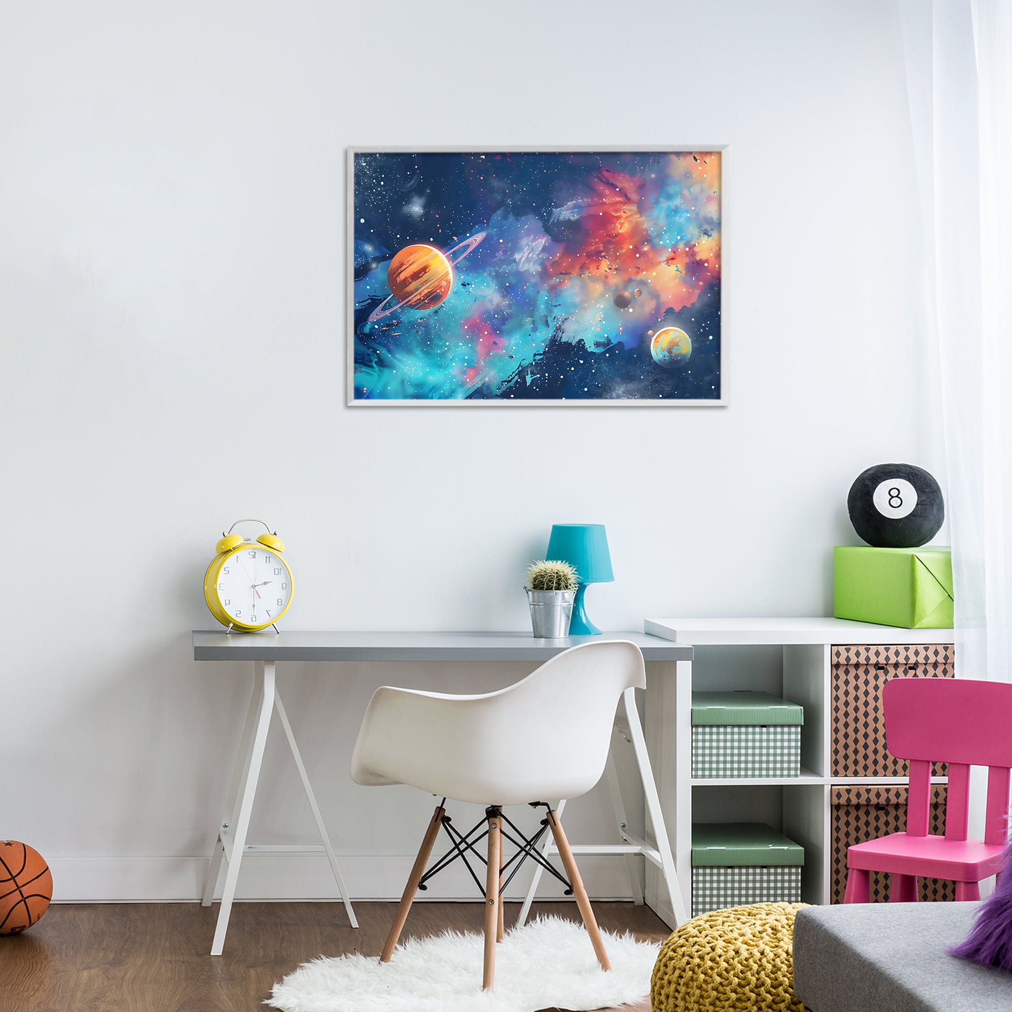 Stupell Industries Nebula Dreams Scattered Planets White Framed Giclee Art, design by Creative Studio
