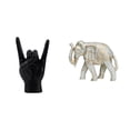 thumbnail image 1 of Estatua del gesto de la roca,Estatuas y figuras de dedos con gestos de música rock,Esculturas de resina con estantes modernos y creativos,Figura de elefante,Escultura rústica de elefante de, 1 of 8