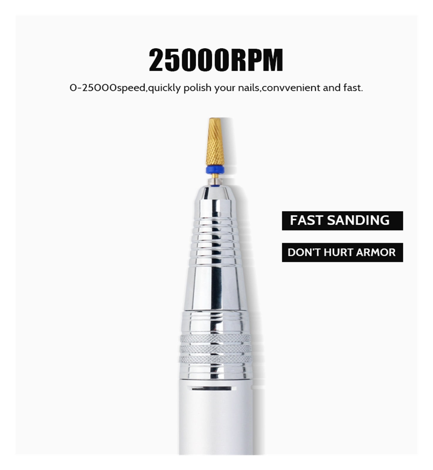 25000RPM Nail Drill Machine, Professional Lathe Machine Mill For Manicure, Electric Nails Sander, Nails Polisher Cutter File ,Low Noise