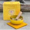 thumbnail image 2 of DharmaObjects Tibetan Palm Size Solar Plexus Chakra Singing Bowl Premium Gift Set, 2 of 4