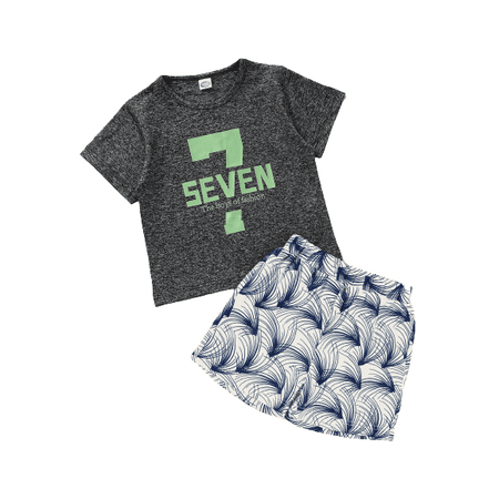 

Mikrdoo 3T Baby Boys Clothes Letter Print T-shirt Elastic Leaf Print Shorts 2Pcs Outfits Set 3-4T Gray