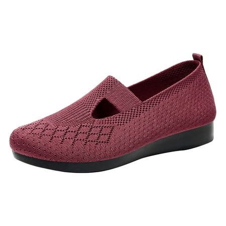 

Mackneog Spring And Summer Women Casual Shoes Flat Bottom Round Toe Light Slip On Mesh Breathable Comfortable Solid Color Casual Style Women s casual shoes Wine 39 Gift on Clearance