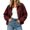 Wine, variant on Women’s Lapel Button Jacket, Lightweight Long Sleeve Loose Jackets, Fall Elastic Hem Casual Outerwear with Pockets
