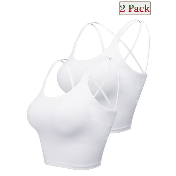 2Pack Women Leopard Printed Sexy Padded Push Up Bralet Bra Vest Tank Crop Tops Underwear Casual Scoop Neck Sleeveless Cropped Tops Strappy Back Tank Tops