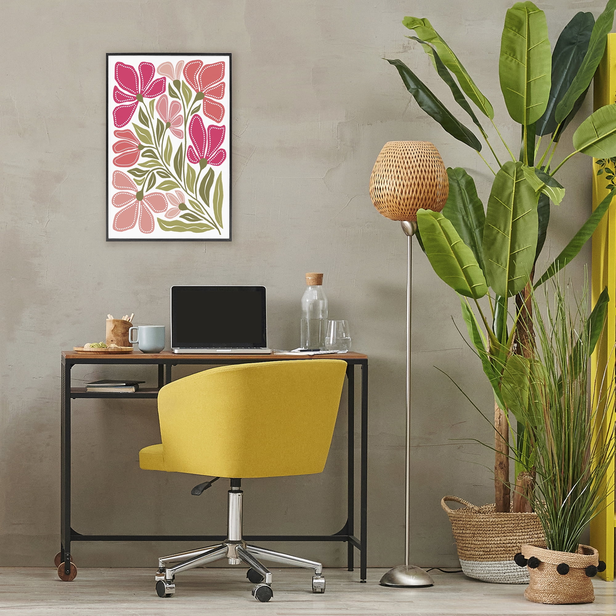 Stupell Industries Bold Midcentury Blooms Black Framed Giclee Art, design by Martina Pavlova