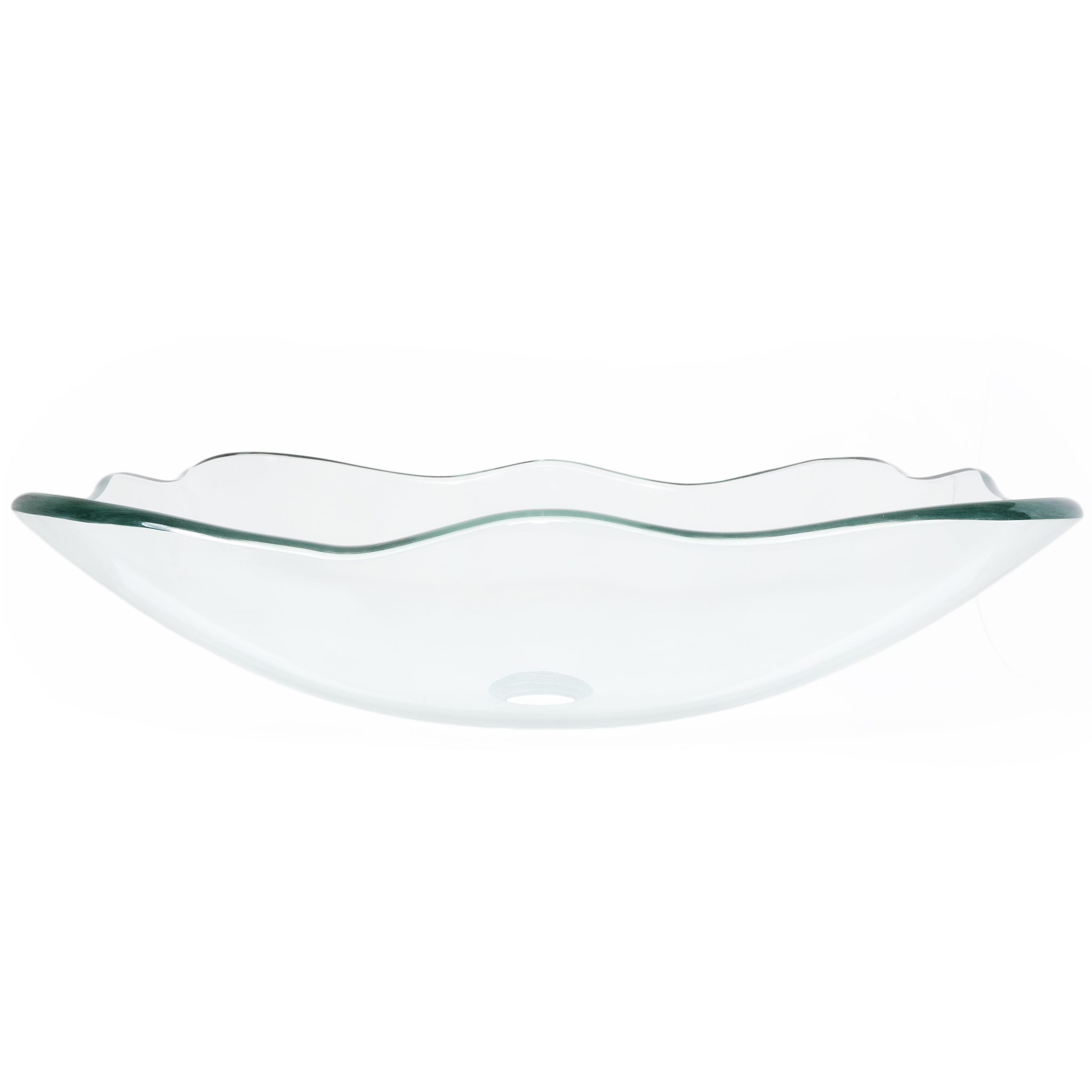 Novatto TIS-317C Elegante Clear Scalloped Glass Vessel Bath Sink, 20 Inches Wide