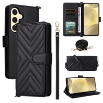 Dteck Wallet Handbag Purse Case for Samsung Galaxy A36 5G, Women PU Leather Cell Phone Cases with 6 Credit Card Holder Kickstand Adjustable Shoulder Strap Flip Cover, Black