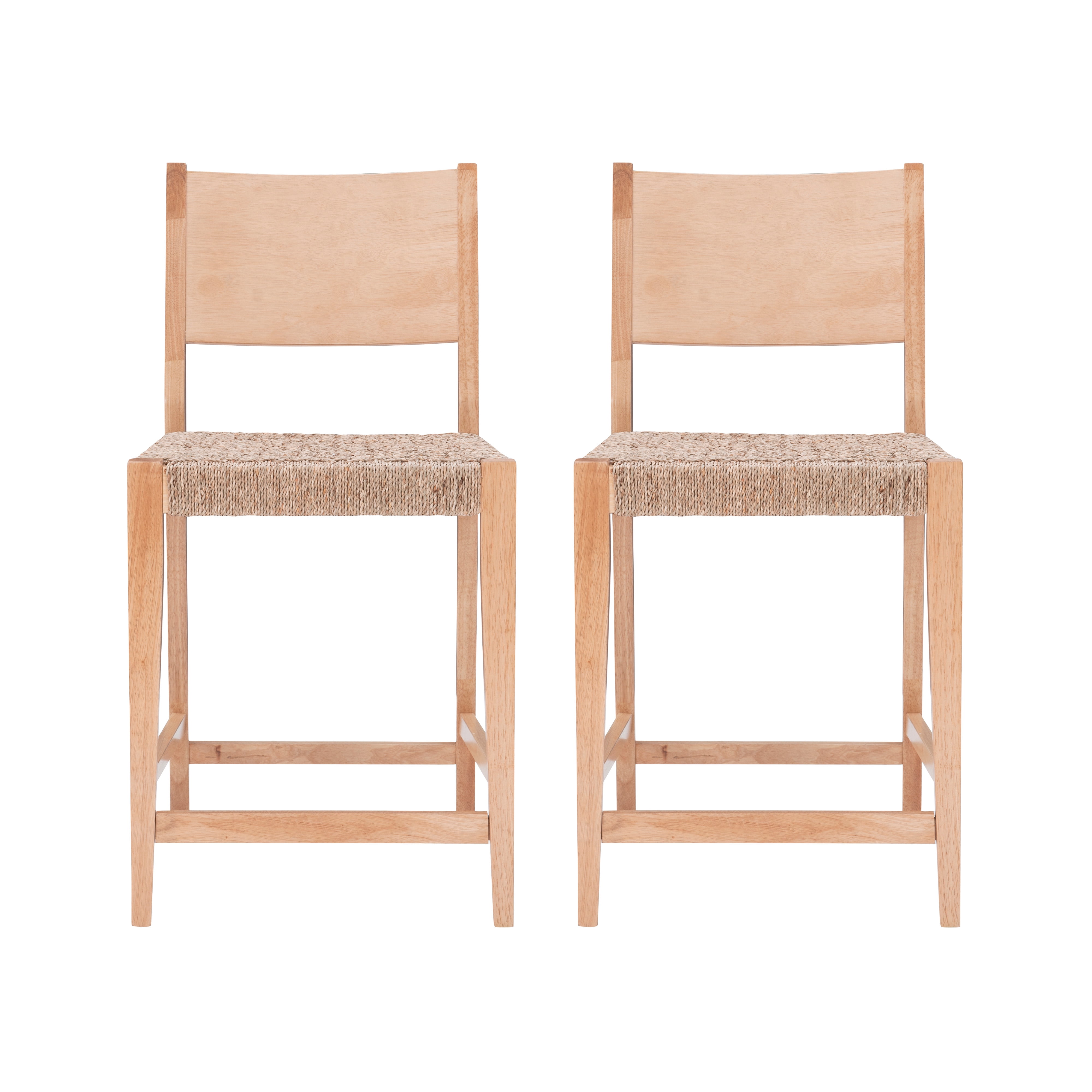 Holden 24" Counter Stools, Set of 2, Natural with Handwoven Seagrass Seat
