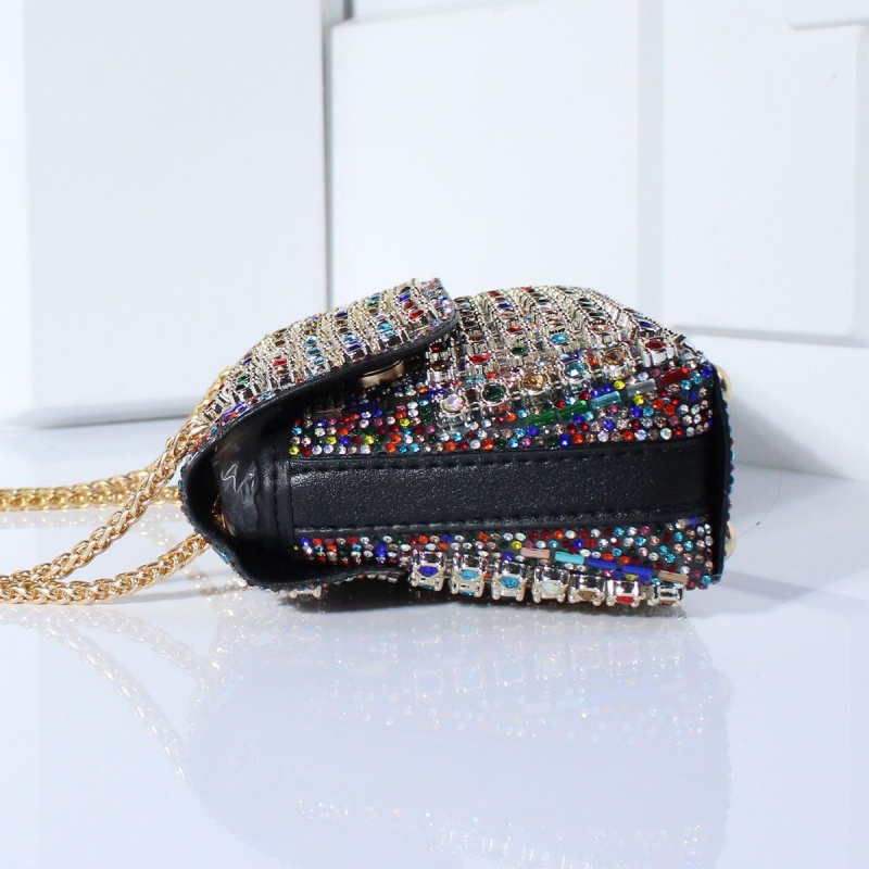 Vintage Women’s Bag Mini Crossbody Shoulder Bag Chain Strap Clutch Purse Rhinestone Evening Bag Crystal Embellishment Messenger Bag Fashion Accessory Casual Totes Multicolor Gold Silver Black Hobos