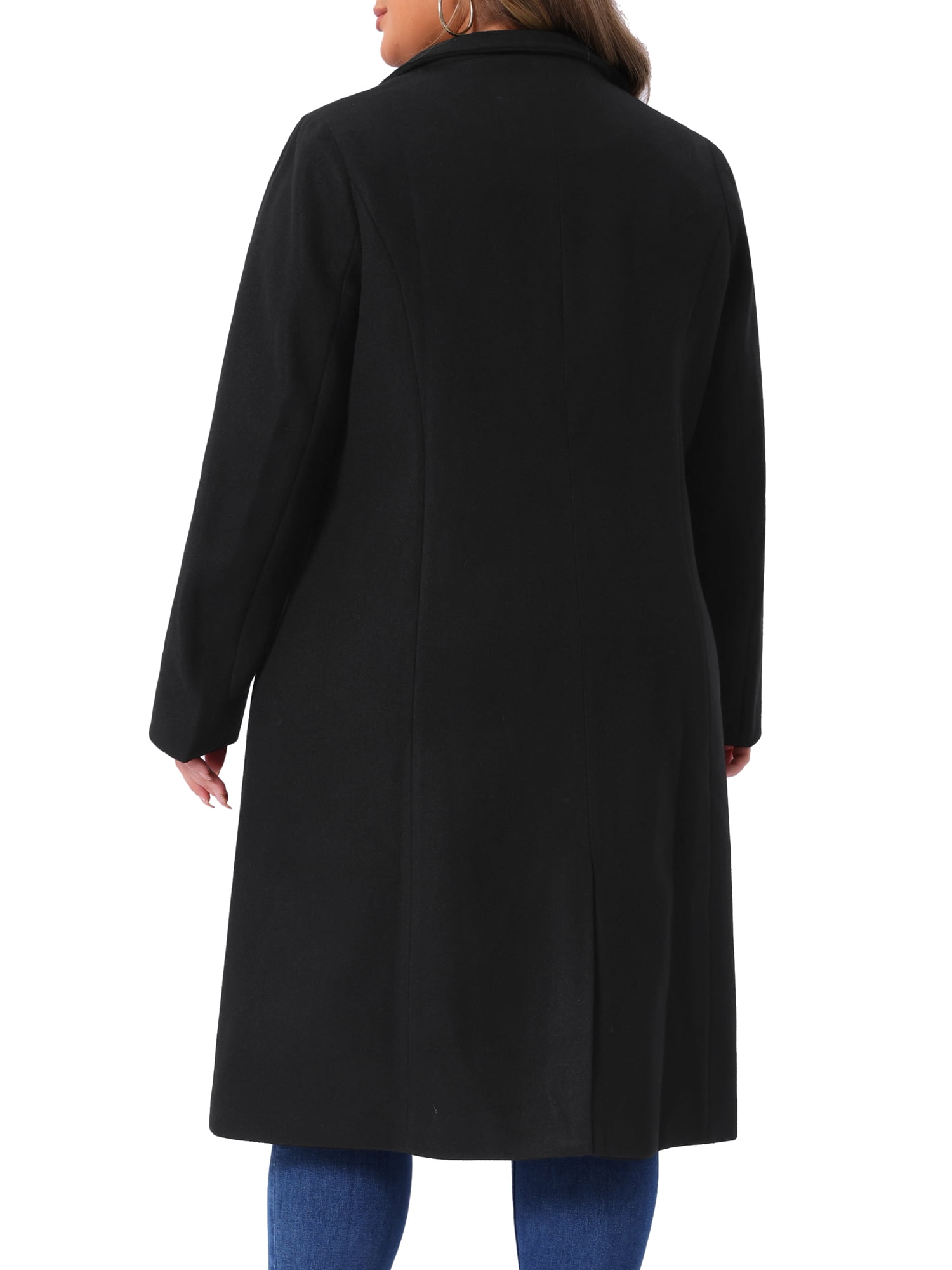 DARING DIVA Women's Plus Size Long Sleeve Stand Collar Trench Coat 2X Black