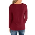 thumbnail image 4 of Xuanfei Women Notch Neck Long Sleeve Chest Pocket Casual T-Shirt, 4 of 8