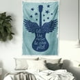 thumbnail image 3 of Music Tapestry, "Let the Music Be Your Pilot" Quote Winged Electronic Guitar and Stars Retro Print, Wall Hanging for Bedroom Living Room Dorm Decor, 40W X 60L Inches, Dark Blue, by Ambesonne, 3 of 5