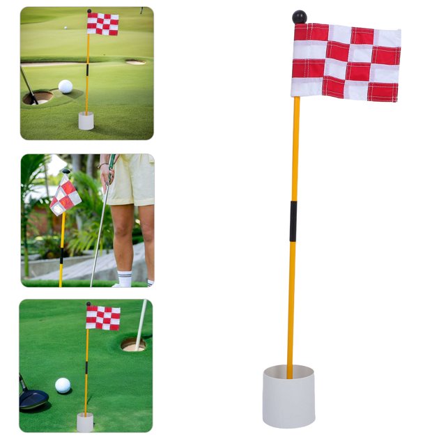 SOPOTUTU Golf Flag and Pole Set with Red Nylon Flag for Accurate Golfing Training and Outdoor Use