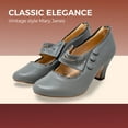 thumbnail image 5 of Chase & Chloe Women's Vintage Mary Jane Low Heel Pumps - Classic Scalloped Edge Dress Shoes with Button Detail, 5 of 5